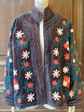 將圖片載入圖庫檢視器 ALN402手工刺繡絲絨外套（淺咖啡）
