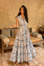 將圖片載入圖庫檢視器 MJFA98古董印花棉紗襯衫長洋裝（暗藍）
