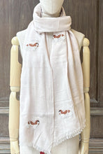 將圖片載入圖庫檢視器 CIC24473小臘犬白珠珠刺繡羊毛圍巾
