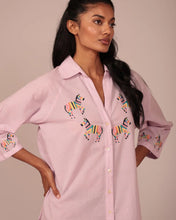 將圖片載入圖庫檢視器 LL188808斑馬刺繡襯衫洋裝（粉紫）
