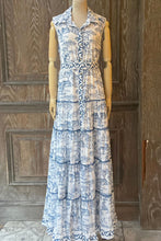 將圖片載入圖庫檢視器 MJFA98古董印花棉紗襯衫長洋裝（暗藍）
