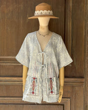 將圖片載入圖庫檢視器 LL114BB108條文棉紗綁帶褲（暗藍）
