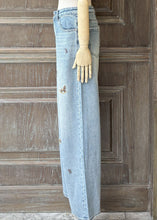 將圖片載入圖庫檢視器 MCJOEJOE木馬刺繡法式中直筒長褲（淺藍）
