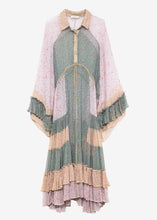 將圖片載入圖庫檢視器 MDLUBUD 百衲印花蛋糕裙襬長袖洋裝 | 秋香綠
