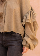 將圖片載入圖庫檢視器 MDODESSA 荷葉棉紗襯衫 | 淺褐
