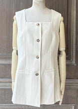 將圖片載入圖庫檢視器 G&amp;MVIC細條紋法式背心（白）
