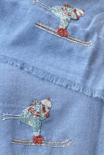 將圖片載入圖庫檢視器 CIC25187閃亮珠珠刺繡羊毛圍巾（寶藍）
