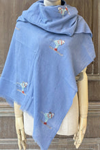 將圖片載入圖庫檢視器 CIC25187閃亮珠珠刺繡羊毛圍巾（寶藍）
