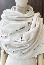 將圖片載入圖庫檢視器 CIC25266SMILE笑臉刺繡羊毛圍巾（燕麥白）
