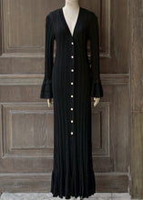 將圖片載入圖庫檢視器 MEREBECCA鉤織繡口針織長洋裝（黑）
