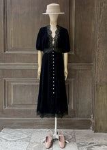 將圖片載入圖庫檢視器 MCRENE骨幹蕾絲榮短袖洋裝（寶藍）
