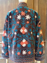 將圖片載入圖庫檢視器 ALN402手工刺繡絲絨外套（淺咖啡）

