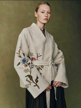 將圖片載入圖庫檢視器 MCENZO寫意繡花腰帶Kimono（亞麻）
