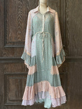 將圖片載入圖庫檢視器 MDLUBUD 百衲印花蛋糕裙襬長袖洋裝 | 秋香綠
